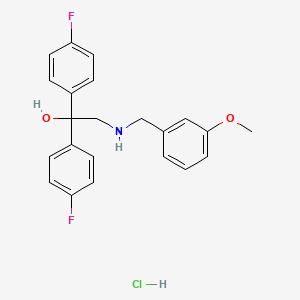 molecular formula C22H22ClF2NO2 B2778452 1,1-Bis(4-fluorophenyl)-2-{[(3-methoxyphenyl)methyl]amino}ethan-1-ol hydrochloride CAS No. 1047974-70-8