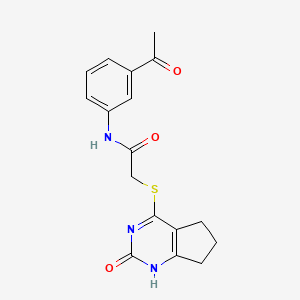 molecular formula C17H17N3O3S B2778453 N-(3-acetylphenyl)-2-({2-oxo-1H,2H,5H,6H,7H-cyclopenta[d]pyrimidin-4-yl}sulfanyl)acetamide CAS No. 946324-17-0