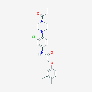 molecular formula C23H28ClN3O3 B277846 N-[3-chloro-4-(4-propanoylpiperazin-1-yl)phenyl]-2-(3,4-dimethylphenoxy)acetamide 