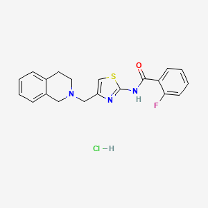 molecular formula C20H19ClFN3OS B2778463 N-(4-((3,4-dihydroisoquinolin-2(1H)-yl)methyl)thiazol-2-yl)-2-fluorobenzamide hydrochloride CAS No. 1216503-93-3