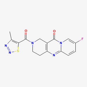 molecular formula C15H12FN5O2S B2778475 13-fluoro-5-(4-methylthiadiazole-5-carbonyl)-1,5,9-triazatricyclo[8.4.0.03,8]tetradeca-3(8),9,11,13-tetraen-2-one CAS No. 2034533-44-1