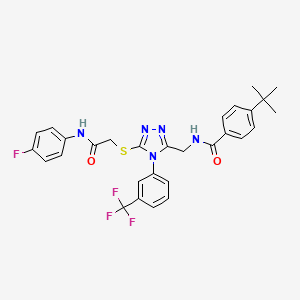4-tert-butyl-N-[[5-[2-(4-fluoroanilino)-2-oxoethyl]sulfanyl-4-[3-(trifluoromethyl)phenyl]-1,2,4-triazol-3-yl]methyl]benzamide