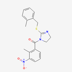 (2-methyl-3-nitrophenyl)(2-((2-methylbenzyl)thio)-4,5-dihydro-1H-imidazol-1-yl)methanone