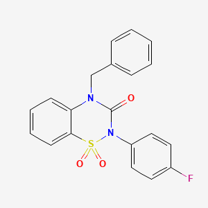 molecular formula C20H15FN2O3S B2778499 4-benzyl-2-(4-fluorophenyl)-2H-benzo[e][1,2,4]thiadiazin-3(4H)-one 1,1-dioxide CAS No. 899724-08-4