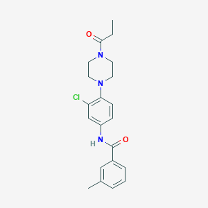 molecular formula C21H24ClN3O2 B277850 N-[3-chloro-4-(4-propanoylpiperazin-1-yl)phenyl]-3-methylbenzamide 