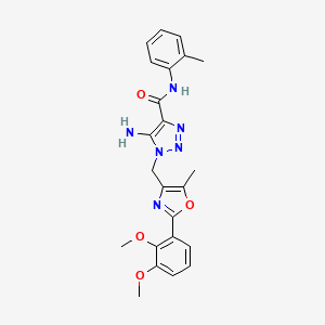 molecular formula C23H24N6O4 B2778501 5-amino-1-{[2-(2,3-dimethoxyphenyl)-5-methyl-1,3-oxazol-4-yl]methyl}-N-(2-methylphenyl)-1H-1,2,3-triazole-4-carboxamide CAS No. 1113103-28-8