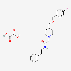 molecular formula C25H31FN2O6 B2778504 2-(4-(((4-fluorobenzyl)oxy)methyl)piperidin-1-yl)-N-phenethylacetamide oxalate CAS No. 1396807-17-2