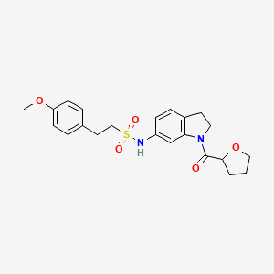 molecular formula C22H26N2O5S B2778508 2-(4-methoxyphenyl)-N-(1-(tetrahydrofuran-2-carbonyl)indolin-6-yl)ethanesulfonamide CAS No. 1040637-35-1