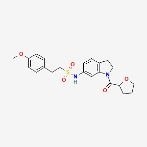 2-(4-methoxyphenyl)-N-(1-(tetrahydrofuran-2-carbonyl)indolin-6-yl)ethanesulfonamide