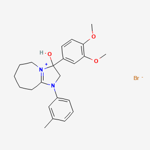 3-(3,4-dimethoxyphenyl)-3-hydroxy-1-(m-tolyl)-3,5,6,7,8,9-hexahydro-2H-imidazo[1,2-a]azepin-1-ium bromide