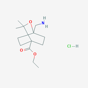 Ethyl 1-(aminomethyl)-3,3-dimethyl-2-oxabicyclo[2.2.2]octane-4-carboxylate;hydrochloride