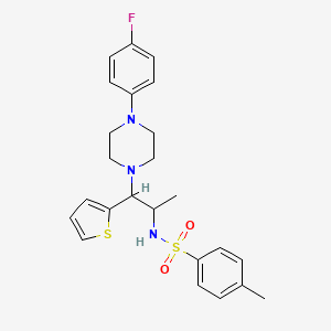 N-(1-(4-(4-fluorophenyl)piperazin-1-yl)-1-(thiophen-2-yl)propan-2-yl)-4-methylbenzenesulfonamide