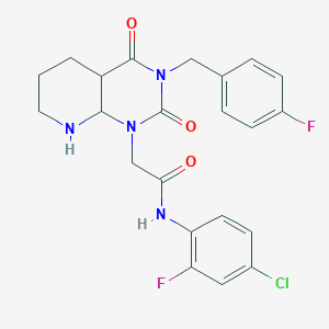 molecular formula C22H15ClF2N4O3 B2778521 N-(4-chloro-2-fluorophenyl)-2-[3-[(4-fluorophenyl)methyl]-2,4-dioxo-4a,5,6,7,8,8a-hexahydropyrido[2,3-d]pyrimidin-1-yl]acetamide CAS No. 902963-99-9