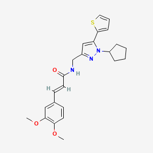 (E)-N-((1-cyclopentyl-5-(thiophen-2-yl)-1H-pyrazol-3-yl)methyl)-3-(3,4-dimethoxyphenyl)acrylamide