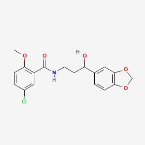 molecular formula C18H18ClNO5 B2778597 N-(3-(苯并[d][1,3]二噁杂环-5-基)-3-羟基丙基)-5-氯-2-甲氧基苯甲酰胺 CAS No. 1421456-21-4