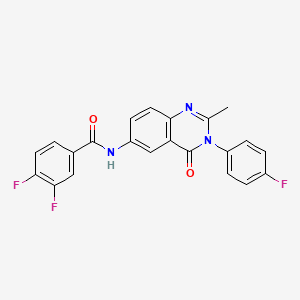 molecular formula C22H14F3N3O2 B2778602 3,4-二氟-N-(3-(4-氟苯基)-2-甲基-4-氧代-3,4-二氢喹唑啉-6-基)苯甲酰胺 CAS No. 1170822-83-9