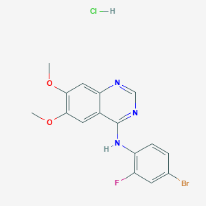 molecular formula C16H14BrClFN3O2 B2778613 4-(4-Bromo-2-fluoroanilino)-6,7-dimethoxyquinazoline hydrochloride CAS No. 196603-53-9