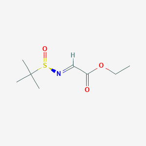 molecular formula C8H15NO3S B2778618 ethyl (2E)-2-{[(R)-2-methylpropane-2-sulfinyl]imino}acetate CAS No. 960133-71-5