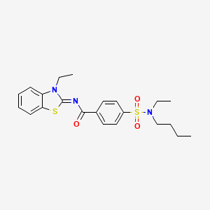 molecular formula C22H27N3O3S2 B2778619 4-[丁基(乙基)磺酰基]-N-(3-乙基-1,3-苯并噻唑-2-基亚甲基)苯甲酰胺 CAS No. 850910-85-9