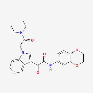molecular formula C24H25N3O5 B2778624 2-[1-[2-(二乙基氨基)-2-氧代乙基]-3-吲哚基]-N-(2,3-二氢-1,4-苯并二氧杂环己烷-6-基)-2-氧代乙酰胺 CAS No. 893983-51-2