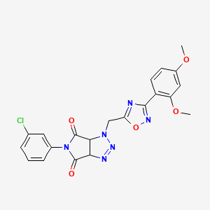molecular formula C21H17ClN6O5 B2778626 5-(3-chlorophenyl)-1-((3-(2,4-dimethoxyphenyl)-1,2,4-oxadiazol-5-yl)methyl)-1,6a-dihydropyrrolo[3,4-d][1,2,3]triazole-4,6(3aH,5H)-dione CAS No. 1171203-58-9
