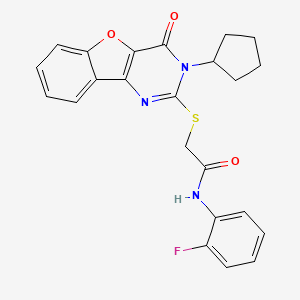2-[(3-cyclopentyl-4-oxo-3,4-dihydro[1]benzofuro[3,2-d]pyrimidin-2-yl)sulfanyl]-N-(2-fluorophenyl)acetamide