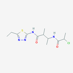 molecular formula C12H19ClN4O2S B2778658 3-(2-Chloropropanoylamino)-N-(5-ethyl-1,3,4-thiadiazol-2-yl)-2-methylbutanamide CAS No. 2411292-47-0
