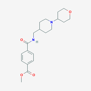 molecular formula C20H28N2O4 B2778661 methyl 4-(((1-(tetrahydro-2H-pyran-4-yl)piperidin-4-yl)methyl)carbamoyl)benzoate CAS No. 2034571-00-9