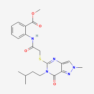 molecular formula C21H25N5O4S B2778665 methyl 2-(2-((6-isopentyl-2-methyl-7-oxo-6,7-dihydro-2H-pyrazolo[4,3-d]pyrimidin-5-yl)thio)acetamido)benzoate CAS No. 2320722-49-2