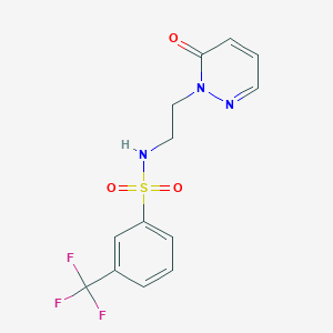 molecular formula C13H12F3N3O3S B2778674 N-(2-(6-oxopyridazin-1(6H)-yl)ethyl)-3-(trifluoromethyl)benzenesulfonamide CAS No. 1021206-55-2