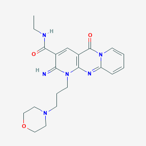 molecular formula C21H26N6O3 B2778675 N-ethyl-6-imino-7-(3-morpholin-4-ylpropyl)-2-oxo-1,7,9-triazatricyclo[8.4.0.03,8]tetradeca-3(8),4,9,11,13-pentaene-5-carboxamide CAS No. 609793-01-3