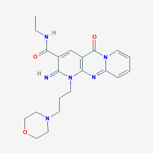 molecular formula C21H26N6O3 B2778675 N-ethyl-2-imino-1-(3-morpholinopropyl)-5-oxo-2,5-dihydro-1H-dipyrido[1,2-a:2',3'-d]pyrimidine-3-carboxamide CAS No. 609793-01-3