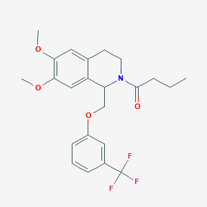 molecular formula C23H26F3NO4 B2778684 1-(6,7-二甲氧基-1-((3-(三氟甲基)苯氧基)甲基)-3,4-二氢异喹啉-2(1H)-基)丁酮 CAS No. 486452-05-5