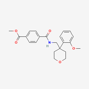 molecular formula C22H25NO5 B2778685 methyl 4-(((4-(2-methoxyphenyl)tetrahydro-2H-pyran-4-yl)methyl)carbamoyl)benzoate CAS No. 1207009-33-3