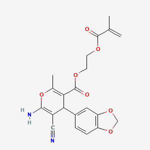 molecular formula C21H20N2O7 B2778689 2-(甲基丙烯酰氧)乙基 6-氨基-4-(1,3-苯并二氧杂环戊-5-基)-5-氰基-2-甲基-4H-吡喃-3-羧酸酯 CAS No. 939893-92-2