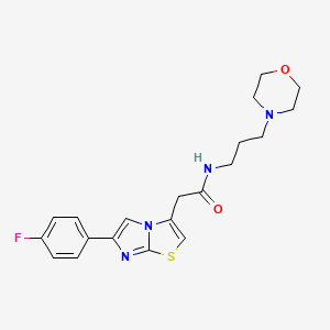 molecular formula C20H23FN4O2S B2778691 2-(6-(4-fluorophenyl)imidazo[2,1-b]thiazol-3-yl)-N-(3-morpholinopropyl)acetamide CAS No. 897464-12-9
