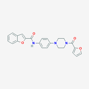 molecular formula C24H21N3O4 B277874 N-{4-[4-(2-furoyl)-1-piperazinyl]phenyl}-1-benzofuran-2-carboxamide 