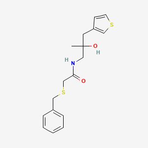 molecular formula C17H21NO2S2 B2778743 2-(benzylsulfanyl)-N-{2-hydroxy-2-[(thiophen-3-yl)methyl]propyl}acetamide CAS No. 2097892-68-5