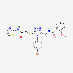 molecular formula C22H19BrN6O3S2 B2778746 N-((4-(4-bromophenyl)-5-((2-oxo-2-(thiazol-2-ylamino)ethyl)thio)-4H-1,2,4-triazol-3-yl)methyl)-2-methoxybenzamide CAS No. 393840-93-2