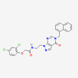 molecular formula C26H21Cl2N5O3 B2778749 2-(2,4-dichlorophenoxy)-N-(2-(5-(naphthalen-1-ylmethyl)-4-oxo-4,5-dihydro-1H-pyrazolo[3,4-d]pyrimidin-1-yl)ethyl)acetamide CAS No. 922043-89-8