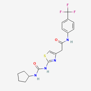 molecular formula C18H19F3N4O2S B2778751 2-{2-[(cyclopentylcarbamoyl)amino]-1,3-thiazol-4-yl}-N-[4-(trifluoromethyl)phenyl]acetamide CAS No. 921571-20-2