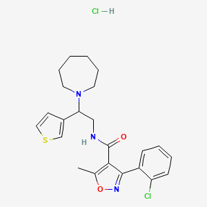 molecular formula C23H27Cl2N3O2S B2778754 N-(2-(azepan-1-yl)-2-(thiophen-3-yl)ethyl)-3-(2-c CAS No. 2379996-09-3