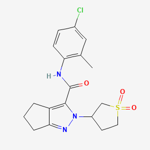 molecular formula C18H20ClN3O3S B2778762 N-(4-chloro-2-methylphenyl)-2-(1,1-dioxo-1lambda6-thiolan-3-yl)-2H,4H,5H,6H-cyclopenta[c]pyrazole-3-carboxamide CAS No. 2320382-10-1