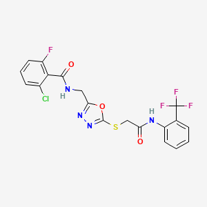 2-chloro-6-fluoro-N-((5-((2-oxo-2-((2-(trifluoromethyl)phenyl)amino)ethyl)thio)-1,3,4-oxadiazol-2-yl)methyl)benzamide