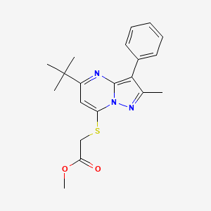 Methyl [(5-tert-butyl-2-methyl-3-phenylpyrazolo[1,5-a]pyrimidin-7-yl)sulfanyl]acetate