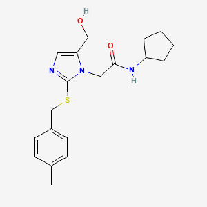 N-cyclopentyl-2-(5-(hydroxymethyl)-2-((4-methylbenzyl)thio)-1H-imidazol-1-yl)acetamide