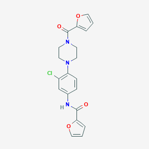 molecular formula C20H18ClN3O4 B277881 N-{3-chloro-4-[4-(2-furoyl)-1-piperazinyl]phenyl}-2-furamide 