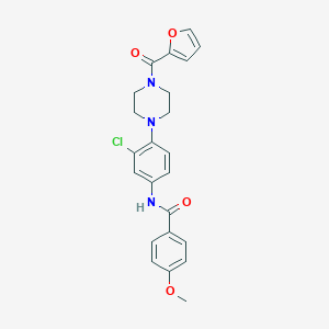 molecular formula C23H22ClN3O4 B277882 N-{3-chloro-4-[4-(2-furoyl)-1-piperazinyl]phenyl}-4-methoxybenzamide 