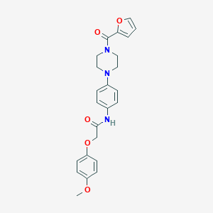 molecular formula C24H25N3O5 B277885 N-{4-[4-(2-furoyl)-1-piperazinyl]phenyl}-2-(4-methoxyphenoxy)acetamide 