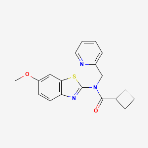 molecular formula C19H19N3O2S B2778857 N-(6-methoxy-1,3-benzothiazol-2-yl)-N-[(pyridin-2-yl)methyl]cyclobutanecarboxamide CAS No. 1170164-02-9